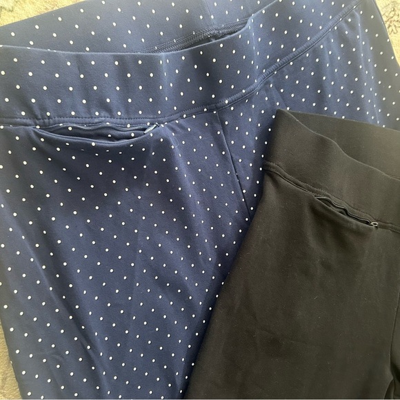 Lands' End Womens Shore Stretch Knit Capri Navy Polka Dot/ Black (2) Size XL - Picture 4 of 11